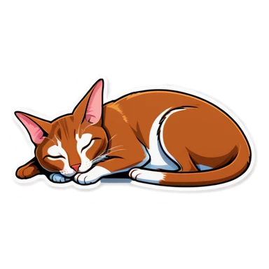 Brown oriental shorthair cat sleeping sticker