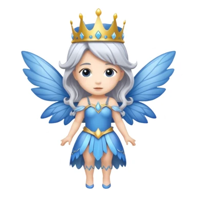  moon  fairy queen silver hair, blue wings, chibi full body sticker