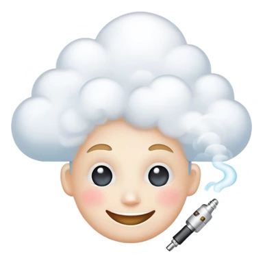 Smiling head in cloud with vape  sticker