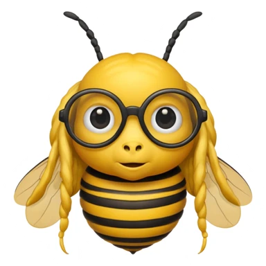 long hair bee with glasses sticker