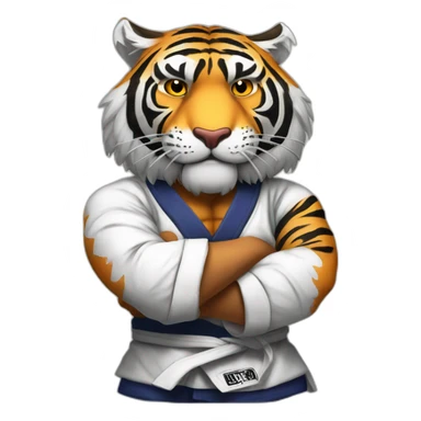 Tiger with evil face   jiu jitsu with his arms crossed sticker