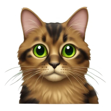 Tortoiseshell cat with fluffy fur and green eyes sticker