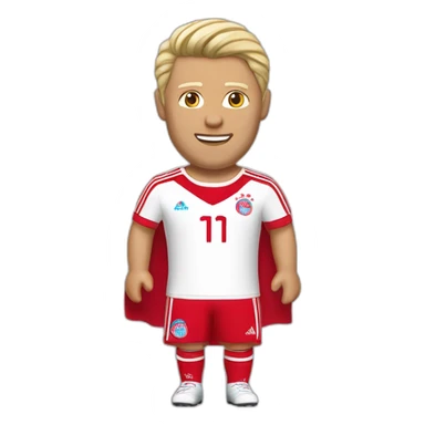 un mec qui s'appelle Simon qui est blond au cheveux lisse avec un maillot du Bayern Munich sticker