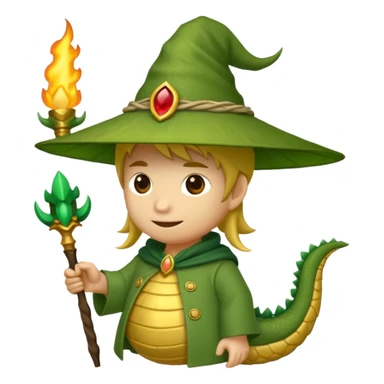 ein Drache mit einem Zauberstab in der Hand  und einem Hud  auf dem kopf und ein schnurbard  sticker