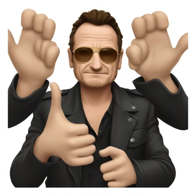 Bono doing v sign sticker