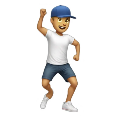 white man, t-shirt, cap and short shorts, dancing sticker