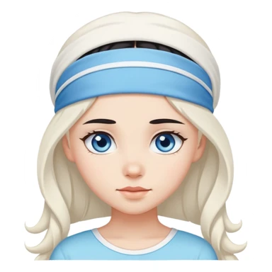 black haired blue eye girl with white headband cute long hair  sticker