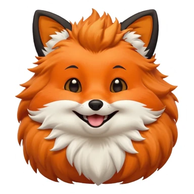Floofy the Creampuff fox blackish away laughing, chubby. Black paws orange color sticker