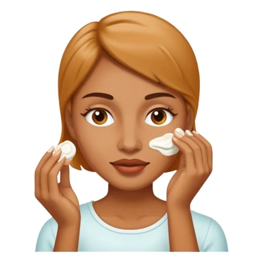 woman putting a white cream on her face sticker