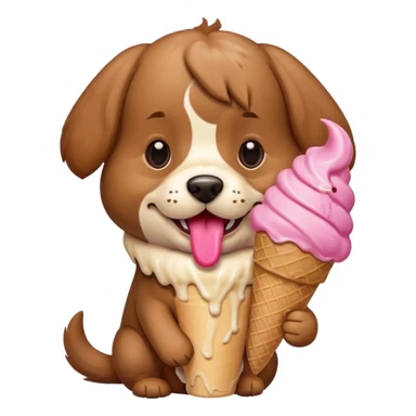 Dog eating a ice cream  sticker