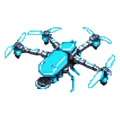 combat drone with weapons and cyan details sticker