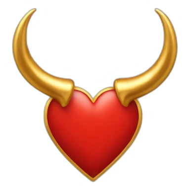 Red heart frame with gold horns sticker