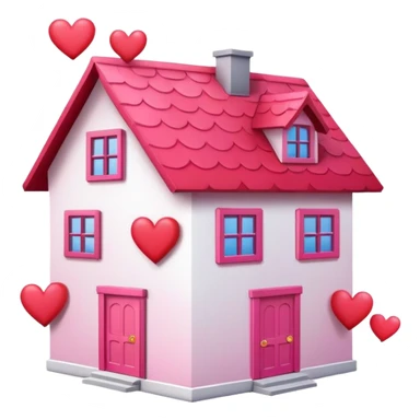 House with hearts surrounding  sticker