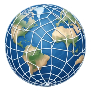 earth with a web of white lines around it sticker