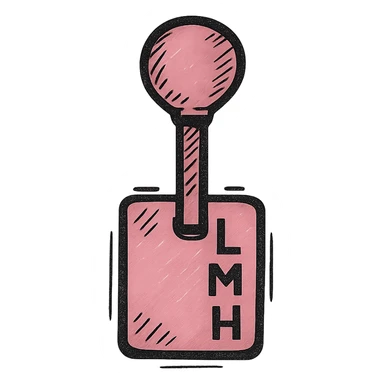 hand-drawn style pink gear stick with 3 settings icon sticker
