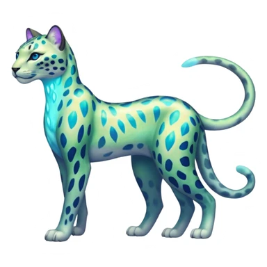 Colorful Iridescent Shiny Pastel Nebulae Glowing Neon Bioluminescent Bright Icy Elemental Pawny Majestic Elegant Thin Long Mature Realistic Liepard-Amaura-Litten-Sprigatito-Pokémon-fusion-creature (full body) sticker