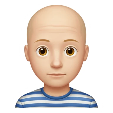 bald young man with striped shirt sticker