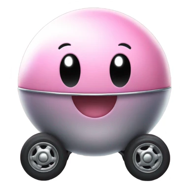Metal cute black eyes Kirby ball driving on 4 car wheels sticker