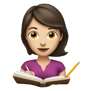 brunette fair skin woman writing sticker