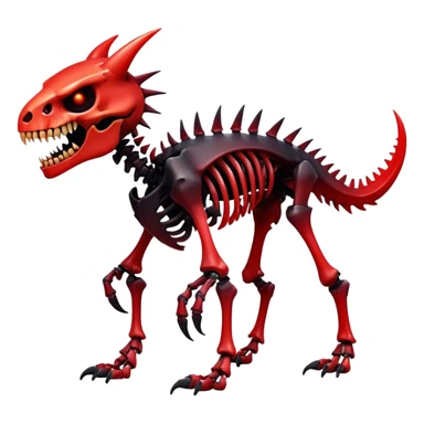 A black and red gradient epic shiny cool edgy skeletal animal, full body sticker