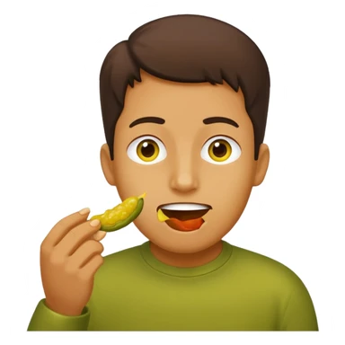 person eating a object that's yellow and shaped like pickle sticker