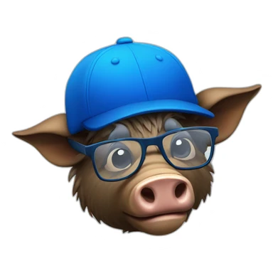 boar with blue cap and glasses sticker