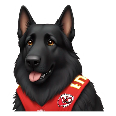 black long haired German Shepherd wearing a Kansas City Chiefs jerseys  sticker