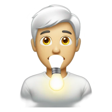 man with white tshirt thinking light bulb sticker