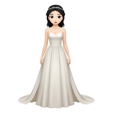 Chica blanca,cuerpo entero, vestido boda tirantes finos pelo negro recogido con mechones sticker