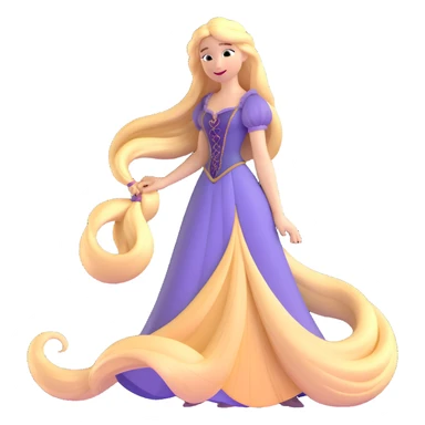 Disney Princess Rapunzel with extremely long flowing blonde hair sticker