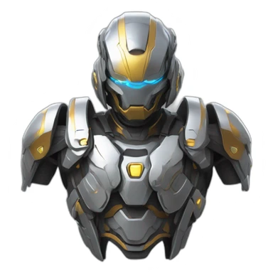futuristic armored Omega Energy breastplate radiating omega energy sticker