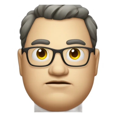 fat nerd looking mean with sweaty head sticker