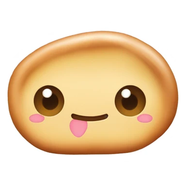 Pan de bono redondo con cara kawaii: ojos grandes, mejillas rosadas y sonrisa alegre. sticker