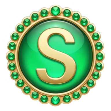 Create a custom emoji badge featuring a stylized, glossy letter “S”. Theme it according to the Emerald rank from League of Legends. Use deep green gemstones, bright emerald glows, and polished metallic framing. Luxurious and clean.
] sticker