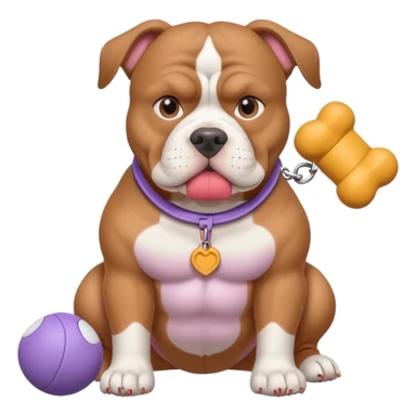 XL tri lilac bully dog with a dog toy  sticker