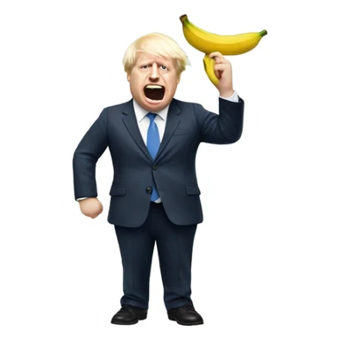 Boris Johnson holding a banana sticker