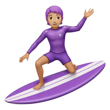 glitter purple cian happy surf sticker