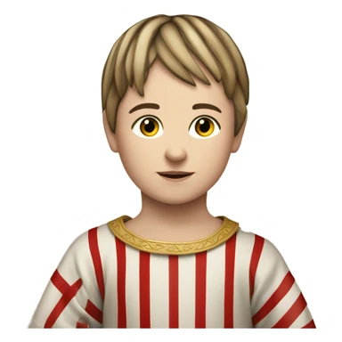 11th century european child with tunic with horizontal white and red stripes sticker
