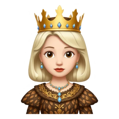 Queen wearing a bark-patterned dress sticker
