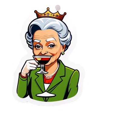 The queen drinking a espresso martini sticker