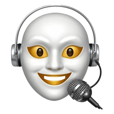 smiling mask with a microphone sticker