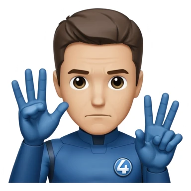 Reed Richard’s from the Fantastic 4 holding up 4 fingers thumb down out in front of himself  sticker