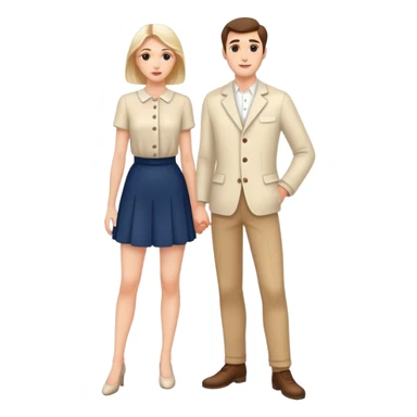 french pair men and woman photorealistic standing on feet sticker