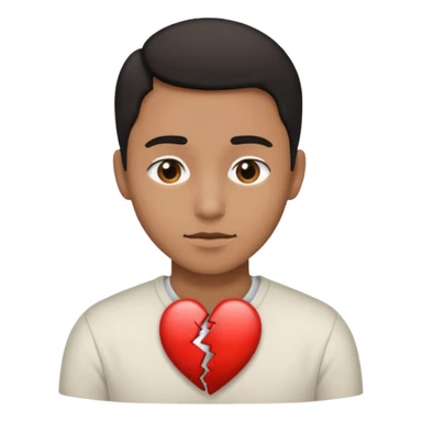 Half of his heart is black and the other half is white. sticker