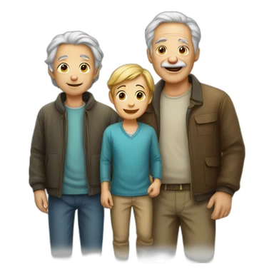 two people, young child and old man,  sticker