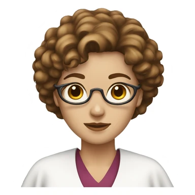 White nurse woman with short curly brown hair wearing a cape sticker