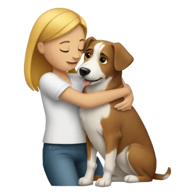 person hugging dog sticker