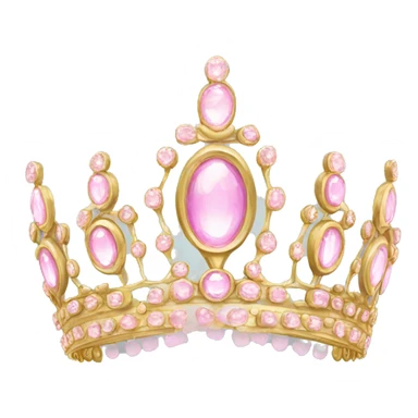 Gold tiara with light pink jewels sticker