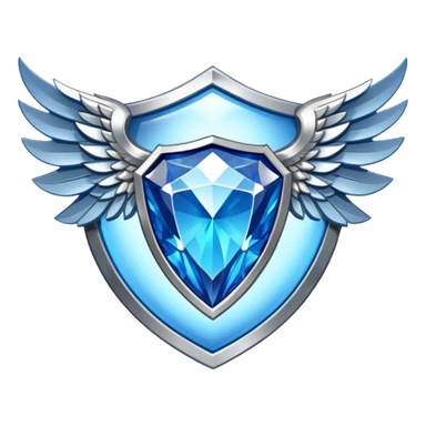 Shield with large wings and a big blue diamond in the center and VIP label sticker