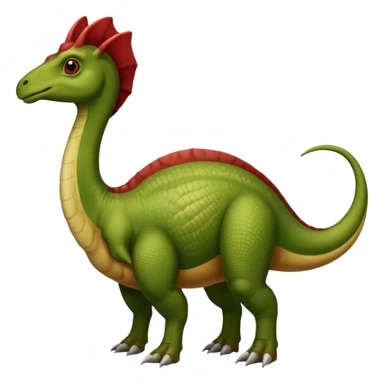 A green parasaurolophus with a dark red crest and a light brown underbelly  sticker